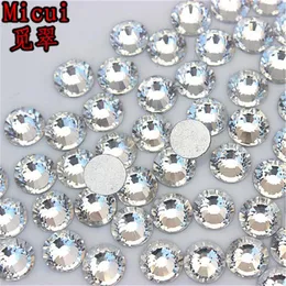 MICUI SS3-SS40 CLEAR RHINESTONE 유리 크리스탈 플랫 백 둥근 네일 아트 스톤 DIY ZZ9933084 용 비 고정 스트라스 크리스탈