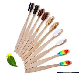 Escovas de dentes descartáveis estilo escova de dentes de bambu 10 pacotes com caixa conjunto de viagem el use biodegradável eco amigável gota clássica homefavor dhyvc