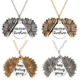 Sunflower Necklaces Keep Fucking Going You Are My Sunshine Open Locket Necklace Sunflower Collar Ladys Girls Friend Jewelry Gift2275