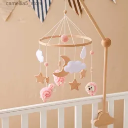 الهواتف المحمولة# Baby Wooden Star Moon Bed Bell Strattles لعبة حديثي الولادة ناعمة