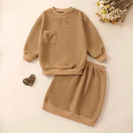 衣料品セットシチョウトゥムキッズガールズスカートセット長袖のセーター弾性ウエスト服の衣服フォールスーツ