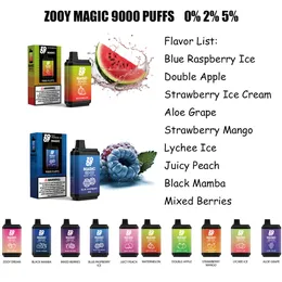 Mesh Coil Zooy Magic 9000 Puffs Electronic Cigarette Disposable Vape Pen Pods Puff 9K träffar 650mAh Uppladdningsbart batteri 16 ml Förfylld puffbar Randm Tornado 9000