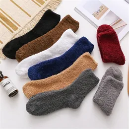 Men's Socks 2022 Style Autumn Winter Thick Casual Women Men Solid Thickening Warm Terry Fluffy Short Cotton Fuzzy Male237f