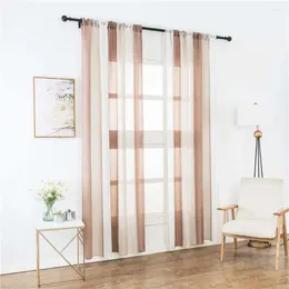 Cortinas de cortina listradas multicoloridas listras multicoloridas - cortina de voile - fio de tule moderno minimalista