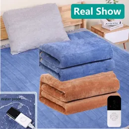 Электрическое одеяло Фланелевое электрическое одеяло для кровати Двойное 220 В 1,8x1,2 м Одеяла с подогревом Тепловое электрическое одеяло 9 уровней температуры Smart Remote 231016