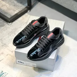 2024/SS Designer Classic Casual America Cup XL Patent Sneakers Flache Trainer für Männer Leder Nylon Schwarz Outdoor Trainer Sportschuhe Box