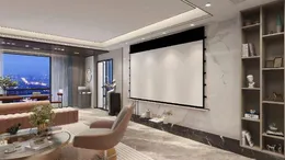 135 Inch Built-in Ceiling recessed Electric tab tensioned screen seamlessly integrated projection screen for UST projector