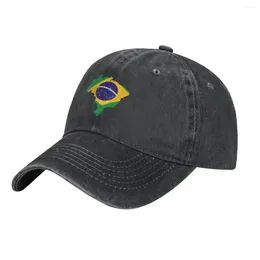 Ballkappen, lässig, Brasilien-Flagge, Karte, Vintage-Baseballkappe für Männer und Frauen, Distressed Washed Snapback, Outdoor-Aktivitäten, verstellbare Mütze