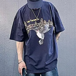 Ny fågel tee marin korta ärmar casual överdimensionerade t-shirts bomull t skjortor män kvinnor hip hop streetwear mg220352219i