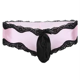 Dames Slipje Sissy Lingerie Voor Mannen Crossdress Ondergoed Lage taille Sexy Homo Bikini Lacework Onderbroek Met Ardennen Pouch 2054