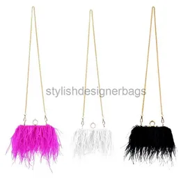 Cross Body Luxury Ostrich Feather Bag Wedding Handbag Purse Female Elegant Party Chain Crossbody Shoulder Bagstylishdesignerbags