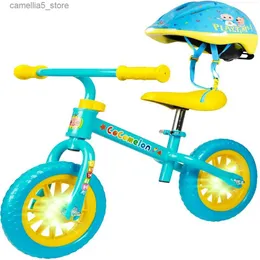 Bikes Ride-Ons Balance Bike Adjustable Helmet Light-up 10" Wheels Lightweight Trainer Blue Q231018