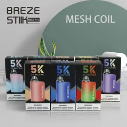 Original Breze Stiik Box Pro 2% Disponibla E Cigaretter Anordning 950mAh Batteri 5000Puffs 12 ml PODS Vapor uppladdningsbar vs BC5000