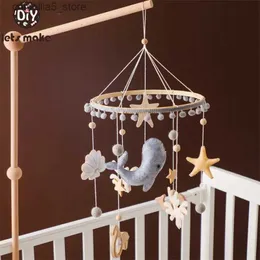 الهواتف المحمولة# Baby Wooden Bed Bell Bell Whales حيوانات قلادة موسيقية معلقة Toy Toy Crib Mobile Wood Toy Bracket Hiter Infant Gift Q231017