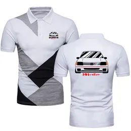 Sport Polo Shirts Men's Tshirt Retro WRC Top Tees Rose 205 GTI Rallye Racing Military Short Sleeve Contrast Color Polo