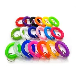 Colorful Spring Spiral Wrist Coil Flexible Spiral Coil Wristband Wrist Band Key Ring Chain Key Tag for Gym Pool Party Gift