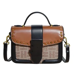 Designer-Taschen, leichte Luxus-Retro-Tasche, bedruckt, kontrastierend, kleine quadratische Tasche, Handtasche aus weichem Leder, einzelne Schulter-Crossbody-Handtaschen im Großhandel