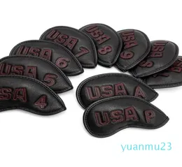 Golf Club Iron Cover Headcover USA med Redwhite Stitch Golf Iron Head Covers Golf Club Iron Headovers Wedges Covers