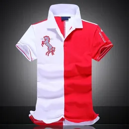 Polo skjorta män stor häst camisa solida korta herrkläder märke stor häst broderi sommarstil kort ärm Soild Color214q