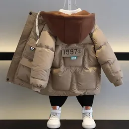 Down Coat Everyin Children's Parkas pojkar Vinter varma rockar Teen mode förtjockar huva jackor barn vinter utomhus kappa baby parka 231017