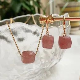 Anhänger Halsketten Kleine Quadratische Charme Natürliche Kristall Stein Halskette Für Frauen Unregelmäßige Nuggets Rock Quarz Citrine Rosa Lila Choker