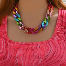 Charm-Halskette aus böhmischem Acryl für Damen, glatte und farbenfrohe Kette, lange geometrische Aussage, für Hochzeit, Party, Halsbänder für die Muje 231016