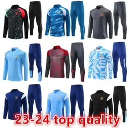 2023 2024 Man Tracksuit City Haaland Half Zip Training Suit Men Kids 22/23/24 Długie rękawie sportowiec piłka nożna 2023 2024 Boys Girls Surtment Foot Chandal 666666