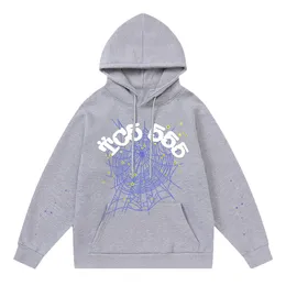 Mens Designer Hoodie 555555 Blue spider printing Hoodie women Cotton Hoodie Foam Print Spider Web Cotton Autumn Winter warm windproof High Street hoodie S-3XL