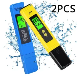 عدادات الرقم الهيدروجيني 2PCS TDS METER اختبار المياه الرقمية الرقمية 0.0-14.0 PH METER TESTER 0-9990PPM TDS EC LCD نقاء PPM Aquarium Filter 231017