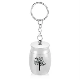 30x40mm Tree of Life Cremation Urn Keychain Memorial Urn för Pet Human Ash Keepsake Funeral Jar209J