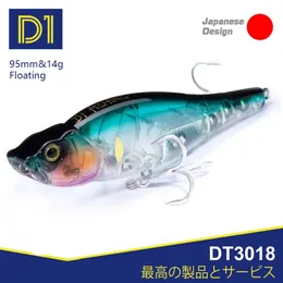 Esche esche D1 Pesca sputare filo 95F 14G Poppers Matita Hard Bass Topwater Surface Lure Rattle Sounds Pesca Tackle 231017