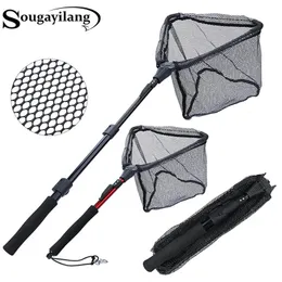 Fishing Accessories Sougayilang 70/95/112cm Retractable Fishing Net Telescoping Foldable Landing Net Pole Folding Landing Net for Fly Fishing 231017