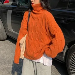 Women's Sweaters Sweater Woman Autumn/winter Turtleneck Twist Solid Color Lantern Sleeve Loose Woman's Drop Sale YSLFA59