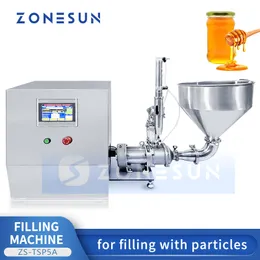 ZONESUN Thick Paste Filling Machine for Liquid with Particles Ketchup Sauce Packing Screw Pump ZS-TSP5A