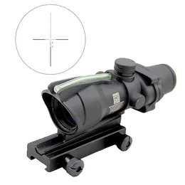 Tactical ACOG 4X32 Fibra Óptica Ponto Verde Iluminado Crosshair Reticle Scope Weaver Mount Mira Óptica Caça Riflescope Airsoft