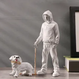 Arti e mestieri Banksy Dog Walker Sculture Figurine Resina Decorazione della casa Decorazioni per la casa Accessori da scrivania Decorazione del soggiorno di lusso 231017