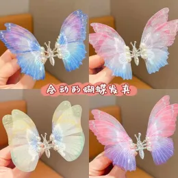 Moving Butterfly Hairpin for Childrens Forest Style Super Immortal Gradient Hairpin for Net Red Little Girl Wing Edge Clip ZZ