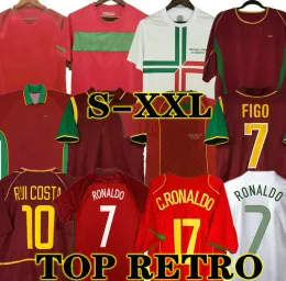 Retro Portugal Ronaldo Futebol Jerseys 1998 1999 2010 2012 2002 2004 RUI COSTA FIGO NANI Camisas de futebol clássicas Camisetas de futbol Portugal Vintage Kit