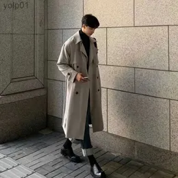 Misto lana da uomo Giacca a vento oversize da uomo Tendenza coreana di media lunghezza Cappotto sopra il ginocchio Cappotto britannico autunno inverno Coppia elegante mantelloL231017