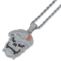 Gioielli Hip Hop Micro Pave Black Ops Scheletro Teschio Collane con pendente Argento Zircone cubico Ghiacciato Zircone Gioielli Regalo maschile201p