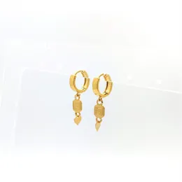 Damer 18 K Stamp Yellow Gold GF Rococo Heart Padlock Drop Danges Solid Earrings New Gift Helhjärtad276V