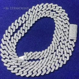 AAA GEMS Anpassningsbara 10mm 12mm 14mm 16mm VVS Diamond Chains Sier Iced Out Moissanite Diamond Miami Cuban Link Chain