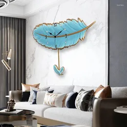 Wall Lamp Feather Led Clocks Real Swing Creative Design Sconce Clock Art Decor Modern Home Living Room Hallway With Light