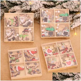 Christmas Decorations Decorative Products Cartoon Wooden Small Hangers Tree Gift Pack Drop Delivery Home Garden Festive Party Supplie Dhwht