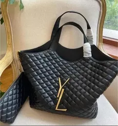 2023Maxi oversized shopping Tote bag designer handbags 2 size attaches mini Wallet quilted lambskin womens travel satchel Shoulder purse shopper bags Black