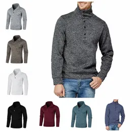 Mens New Turtleneck Thick Sweaters Button Half Turtle Neck Solid Color Warm Slim Turtleneck Autum Sweatwear Men Winter Pullover