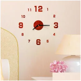 Zegary ścienne zegary ścienne 3D DIY Rzymskie numery akrylowe naklejka naklejka z zegara dekoracja domu kalkomanie muralowe do kuchni salon d d0o9wall c dhczf