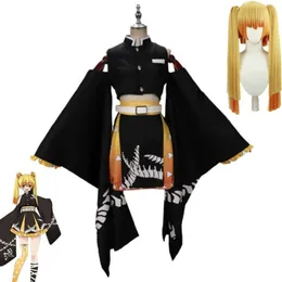 Cosplay anime demon Slayer Kimetsu no yaiba agatsuma zenitsu cosplay kostium peruka seksowna kobieta kimono lolita pokojówka sukienka Halloween Suit