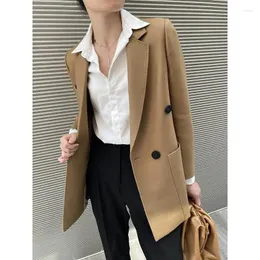 Women's Jackets Woolen Suit Short Jacket With A Wide Long Sleeved Collar Regular Double Breasted Mid Length Style