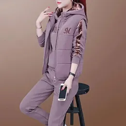 Women's Tracksuits Fashion Warm Three Piece Set Women Outfit Fall Winter Thicken Tracksuit Casual Waistcoat Hoodies Pant Female Sweat Suit 231016